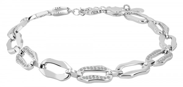 925/- Echt Silber Armband &quot;Benilde&quot; mit Besatz, 18 + 3 cm, rhodiniert