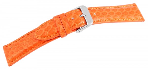 Echtleder-Uhrenarmband, orange, Schlangenoptik, 20 mm