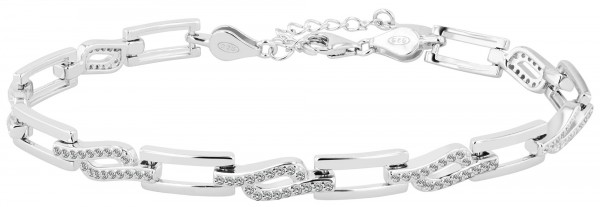 925/- Echt Silber Armband &quot;Bruna&quot;, 18 + 3 cm, rhodiniert