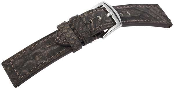 Carucci Basic Echtleder Armband in dunkelgrau, glatt, flach, 24 mm