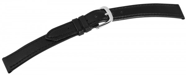 Basic Echtleder Armband in schwarz, glatt, flach, silberfabige Dornschließe, VE12