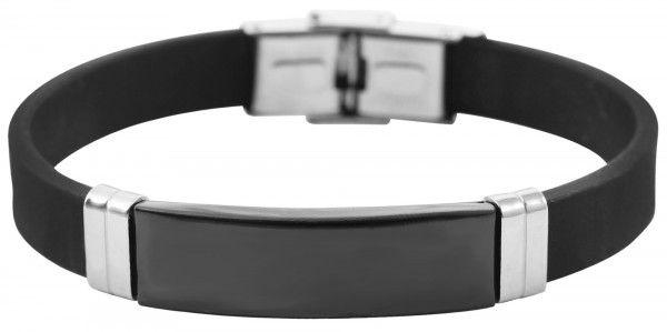 Akzent Armband aus Silikon und Edelstahl, schwarz/silberfarben