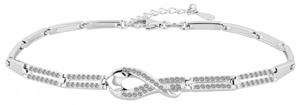 925/- Echt Silber Armband &quot;Sancha&quot;, Zirkoniabesatz, 19 + 3 cm, rhodiniert