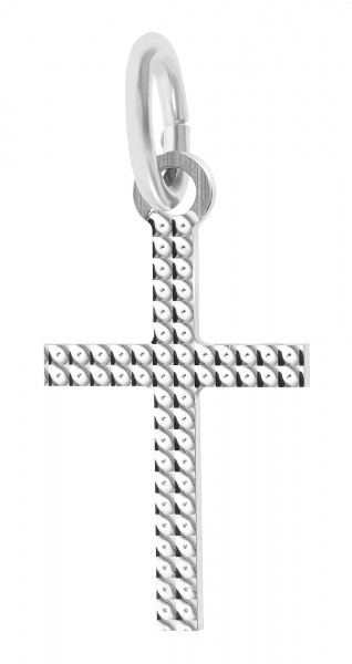 925/- Echt Silber Anhänger (ohne Kette), mattiertes Kreuz mit Struktur, rhodiniert
