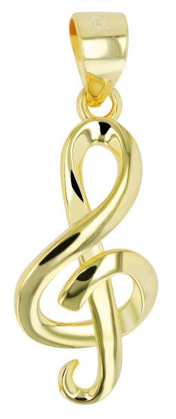 925/- Echt Silber Kettenanhänger Notenschlüssel &quot;Liva&quot;, vergoldet oder rhodiniert