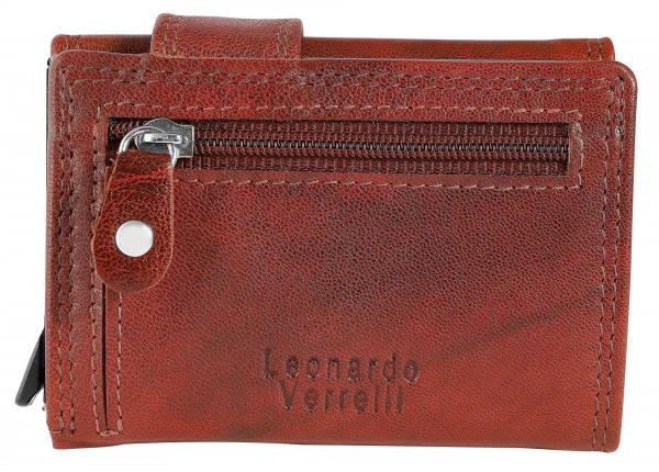 Leonardo Verrelli Kreditkartenetui mit Hardcase, Echtleder Ziege, RFID-Schutz