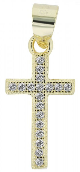 925/- Echt Silber Kreuz Anhänger &quot;Allie&quot; mit Zirkonia, vergoldet oder rhodiniert