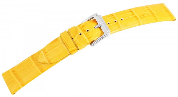 Echtleder-Uhrenarmband, gelb, Krokooptik, 16 mm - 26 mm