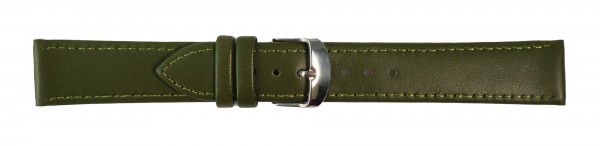 Uhrenarmband aus Echtleder, genäht, dunkelgrün, 10 - 26 mm