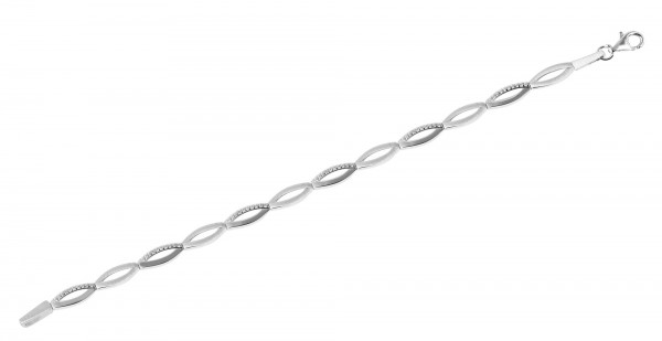 925/- Echt Silber Armband mit Zirkoniabesatz, matt/poliert, 925/rhodiniert