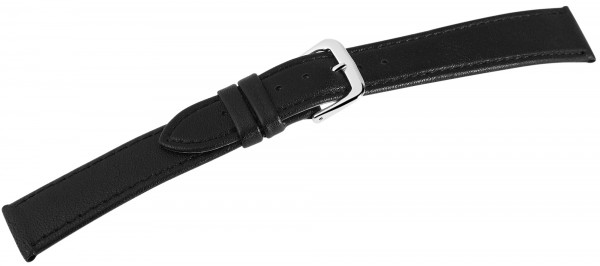 Basic Echtleder Armband in schwarz, glatt, flach, silberfabige Dornschließe, VE12