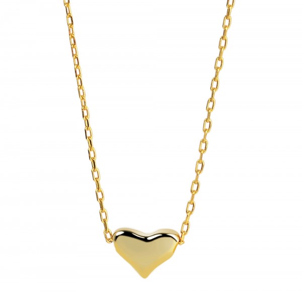 925/- Echt Silber Halskette mit Herzanhänger, vergoldet