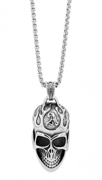 Akzent Halskette mit Totenkopfanhänger, 316 Edelstahl, 60 cm