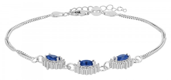 925/- Echt Silber Armband &quot;Astara&quot; mit farbigem Besatz, rhodiniert, 17+3cm