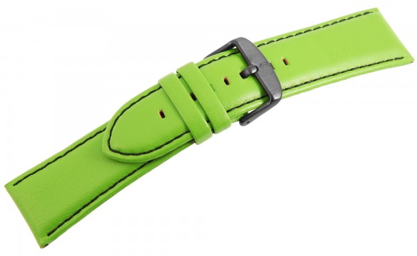 Echtleder-Uhrenarmband, grün, schwarze Naht, 26 mm