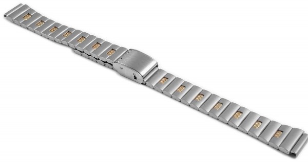Gliederband Edelstahl Armband in bicolor, gebürstet, flach, 10 mm