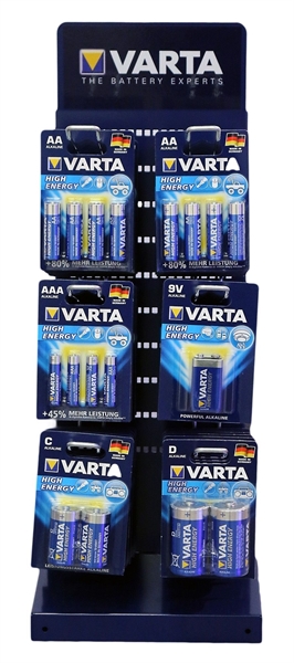 Varta Warenträger, bestückt mit 5 verschiedenen Batterietypen, UVP Warenwert 363,44 €