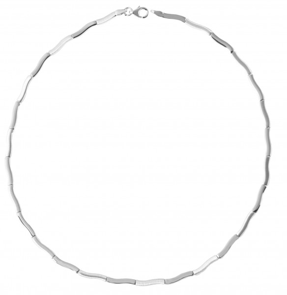 925/- Echt Silber Halskette, matt/poliert, 925/rhodiniert