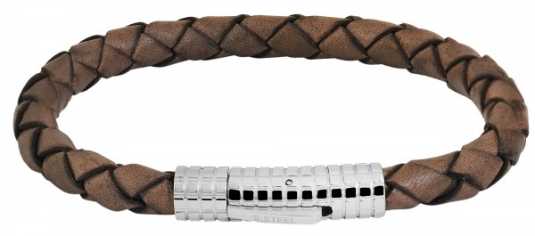 Raptor Echtlederarmband, geflochten mit Edelstahlclipverschluss