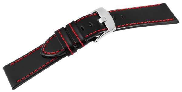 Echt Leder Armband, schwarz mit roter Naht, UVP 24,95 €