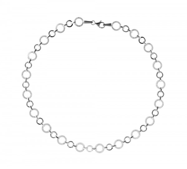 925/- Echt Silber Halskette, Zirkoniabesatz, 925/rhodiniert, Breite 10mm, Stärke 2mm