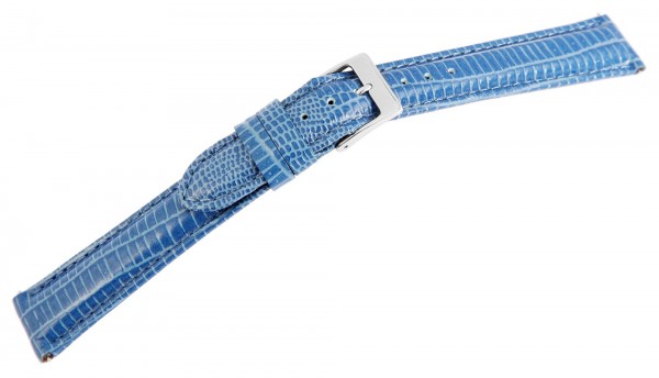 Echtleder-Uhrenarmband, blau, Schlangenoptik, 16 mm