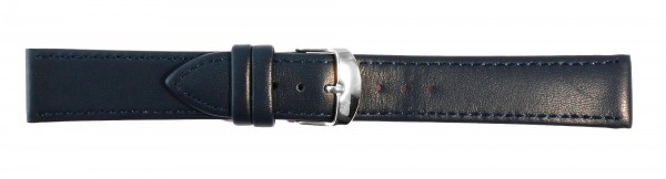 Uhrenarmband aus Echtleder, genäht, dunkelblau, 10 - 26 mm