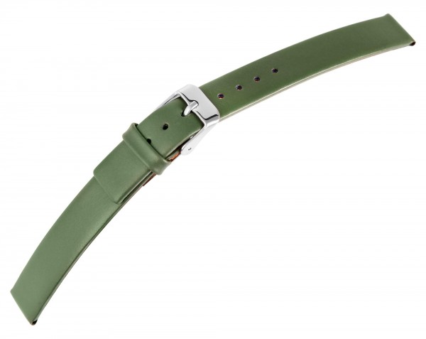 Echtleder-Uhrenarmband, nahtlos, dunkelgrün, 14 - 22 mm