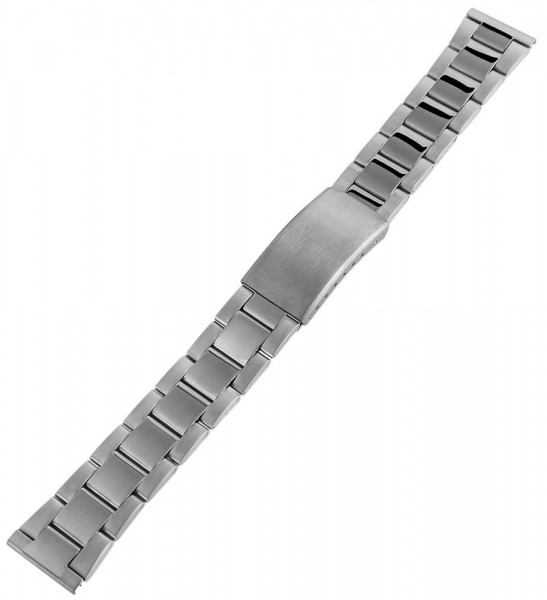 Edelstahl Uhrenarmband, silber mit silberfarbener Schließe, 18 mm