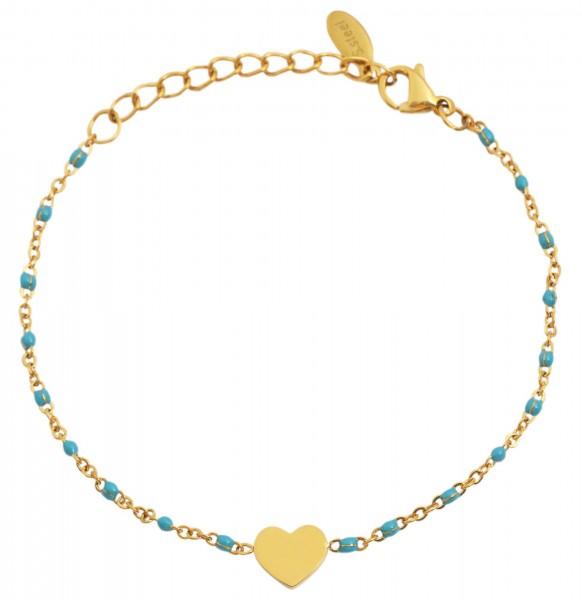 Akzent Armband aus Edelstahl mit farbigen Perlen und Herzanhänger