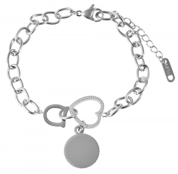 Akzent Armband aus Edelstahl, Gravurmünze, 17+3 cm