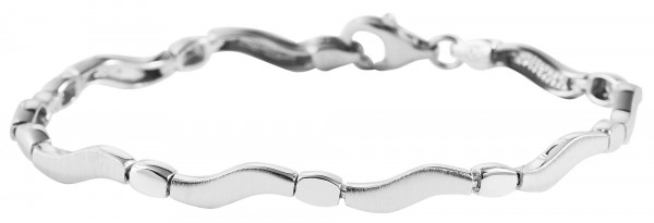925 Silber Armband, matt/ poliert, rhodiniert, 19cm/20
