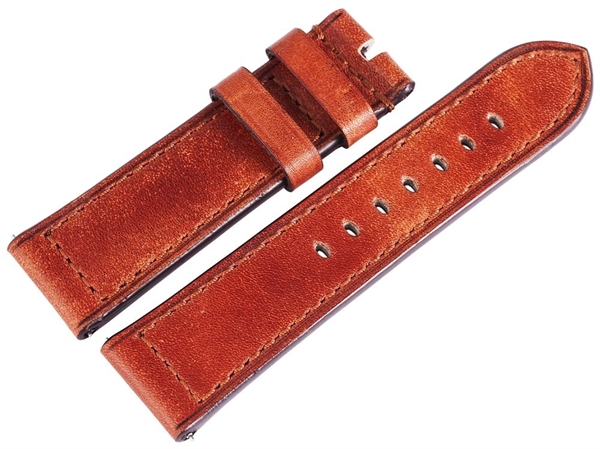 Carucci Basic Echtleder Armband in braun, glatt, flach, 24 mm