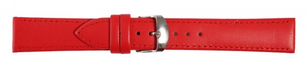 Uhrenarmband aus Echtleder, genäht, rot, 10 - 26 mm