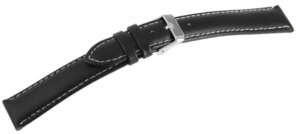 Basic Echtleder Armband in schwarz, glatt, gepolstert, Dornschließe
