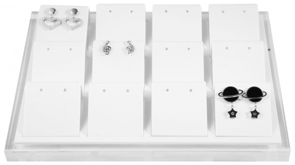 Display Ohrringe, transparent/weiß, Maße: 17,5 x 13,5 x 2,6 cm