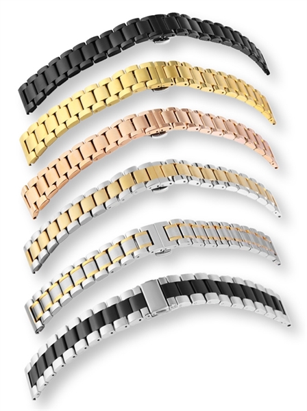 Uhrenarmbänder im Set aus Edelstahl, 12 St. sortiert, Anstoß 18 - 24 mm