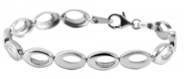 925 Silber Armband, matt/ polliert, rhodiniert, 19cm/20