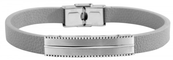 Echt Leder Armband mit Edelstahlelementen, 24 cm