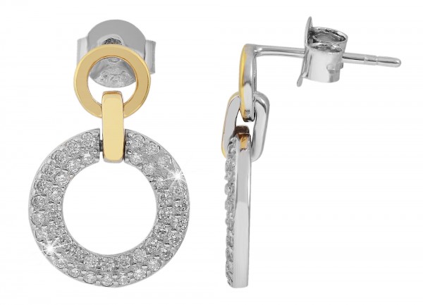 925 Silber Ohrringe, 925/rhodiniert, 2,4 g, Ring, 43 Steine, Durchmesser: 1,2 cm, Stärke: 0,15 cm