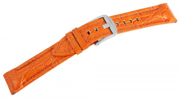 Echtleder-Uhrenarmband, orange, Schlangenoptik, 20 mm / 22 mm