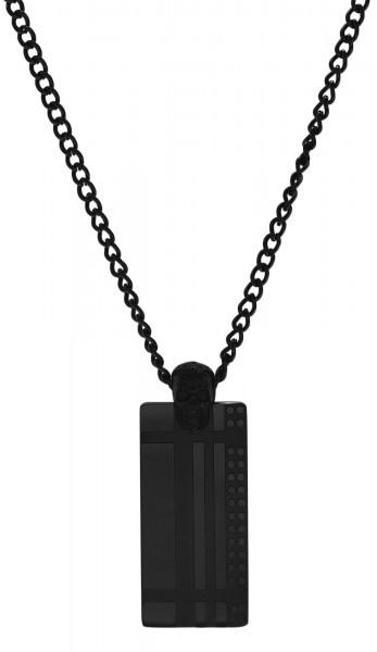Akzent Halskette mit Dog Tag Anhänger, Edelstahl, Öse Totenkopf, 60+5 cm