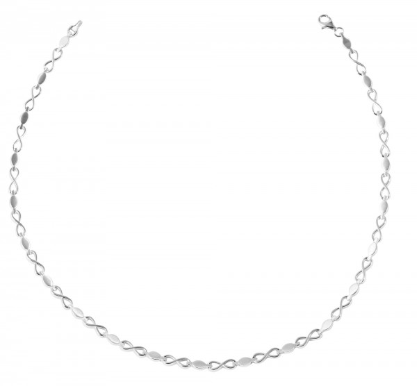 925/- Echt Silber Halskette, Infinity, matt/poliert, 925/rhodiniert