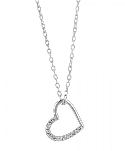 925/- Echt Silber Herzkette &quot;Kaisa&quot; mit Besatz, rhodiniert, 42+5 cm